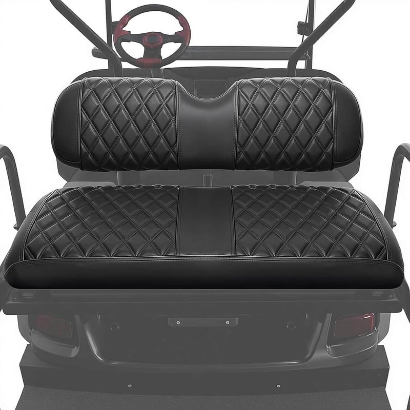 LEAPGOMAX Golf Cart Rear Seat Covers for EZGO Club Car Yamaha Aftermarket Rear Seat Only-Thick Premium Marine Leather with Custom Diamond Design Comfortable/Anti-Scratch/Anti-Fading/Easy to Install - Image 1